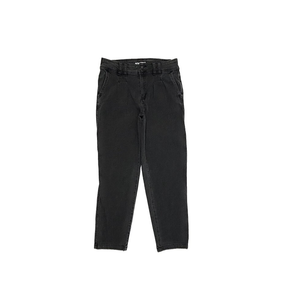 Sonoma Jeans Women 8 Black Relaxed Straight Pleated Mid Rise Denim